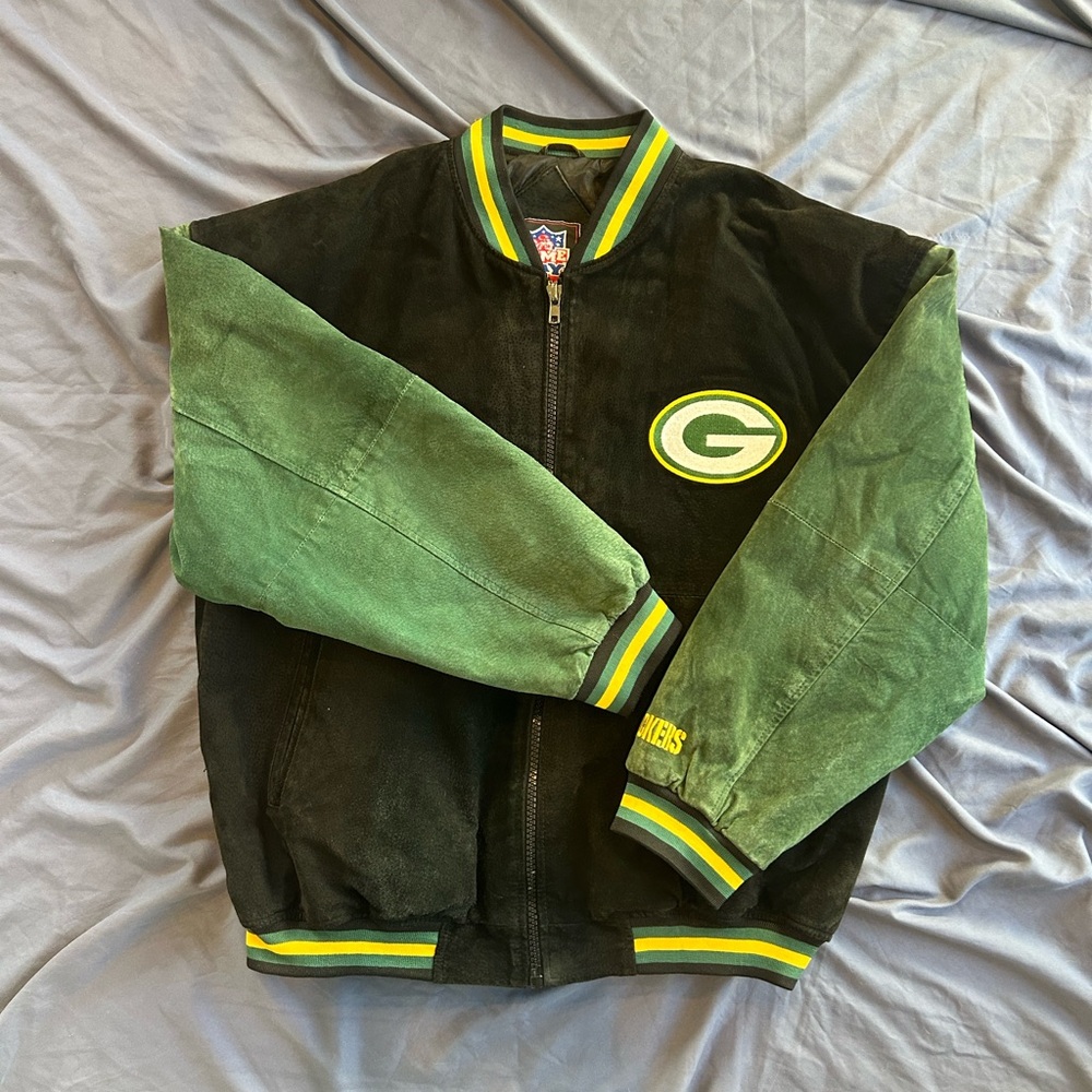 Official NFL / Green Bay Packers / Game Day 100% Leather Varsity Jacket LIKE NEW - Picture 11 of 13